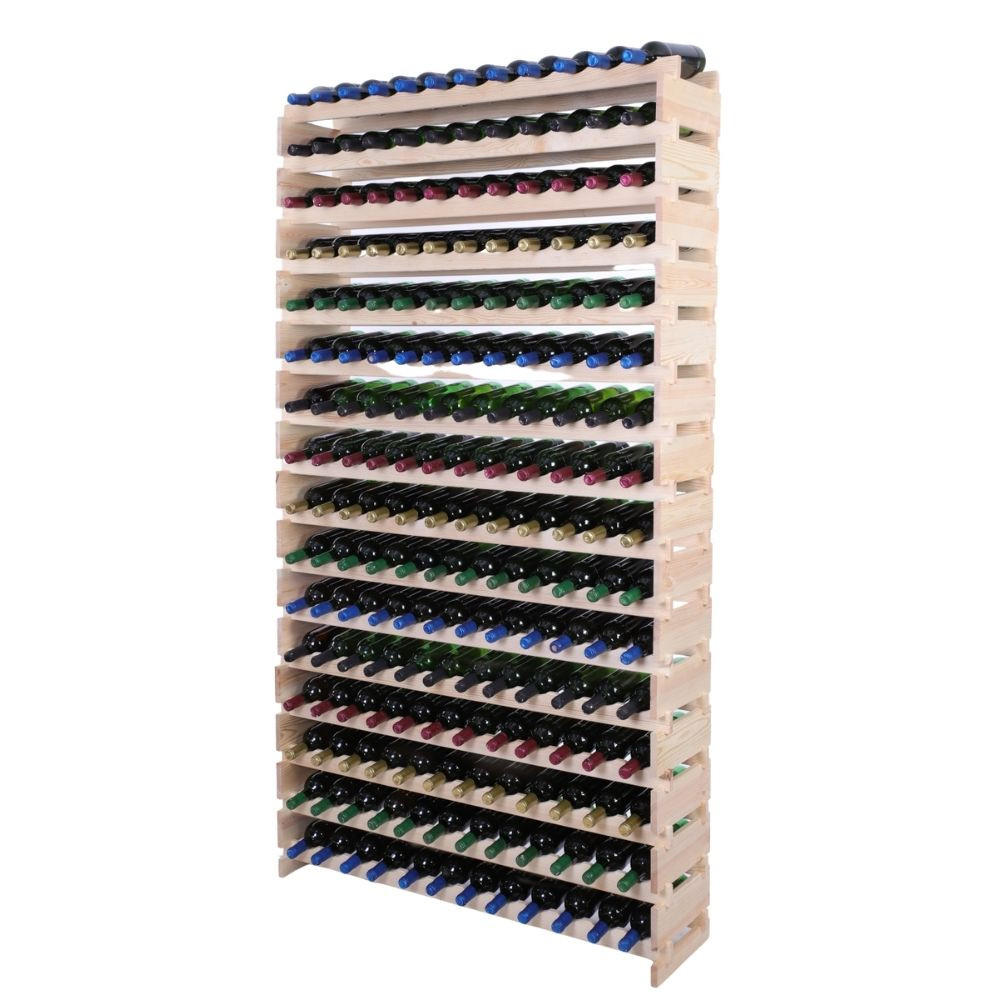 WEINREGAL VINOTECA FLEX PRO HxBxT 219x123x28cm 192 Flaschen auf 16 benen Natur unbehandelt - Naturfarben, Holz (123/219/28cm) - PROREGAL