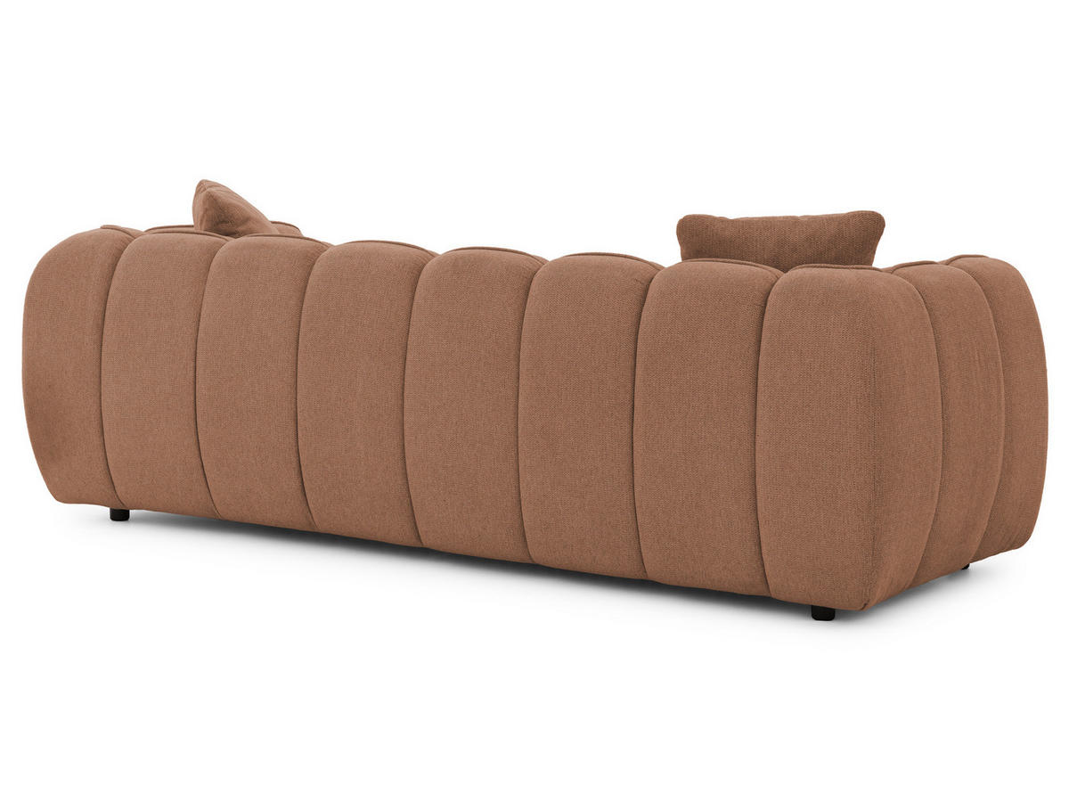 3-SITZER SOFA Nubira in tief gesteppter Bubble-Optik aus weichem Terrakotta Strukturstoff im modernen Design - Terracotta/Schwarz, Holz/Kunststoff (228/69/89cm) - S-Style Möbel