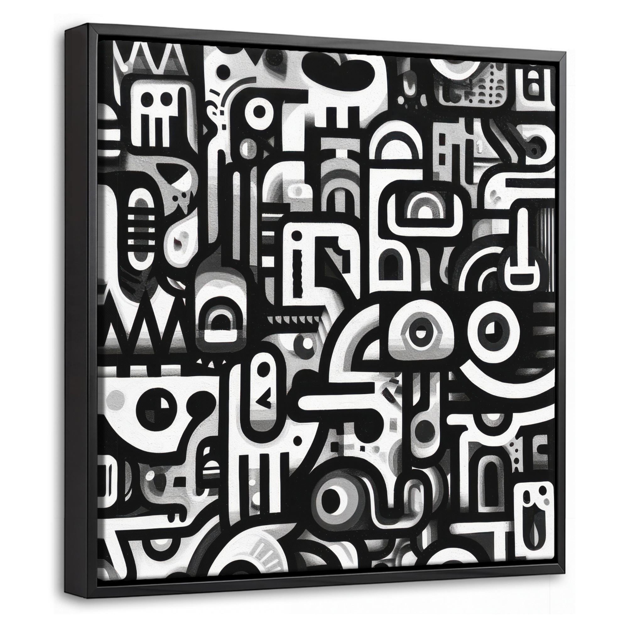 LEINWAND Bilder mit Rahmen - Symbole - Abstrakt - Grafik - Schwarz - 20x20 - Schwarz, Textil (20/20cm) - MuchoWow