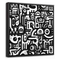 LEINWAND Bilder mit Rahmen - Symbole - Abstrakt - Grafik - Schwarz - 20x20 - Schwarz, Textil (20/20cm) - MuchoWow