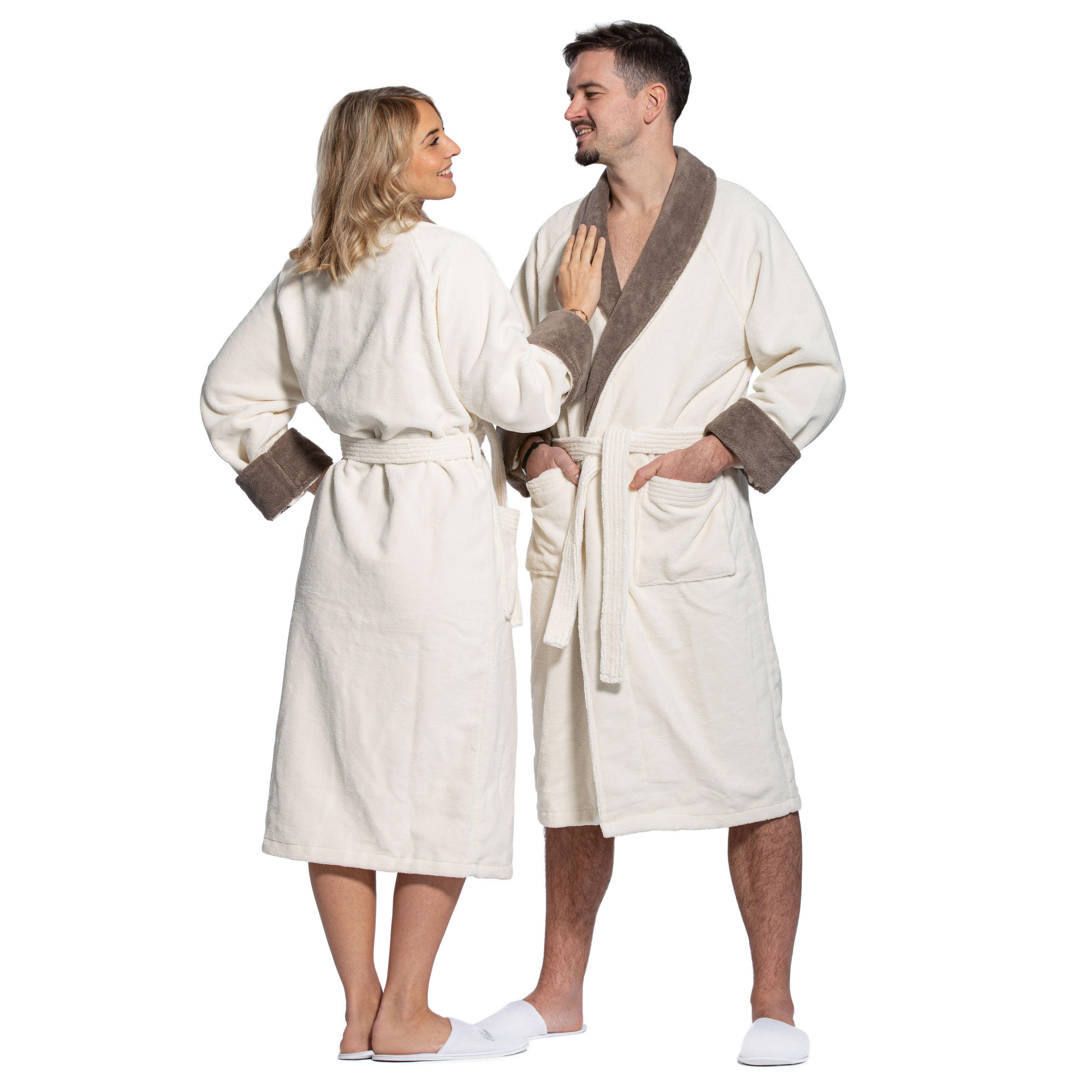 BADEMANTEL, XL, Außen: 100% Polyester; Innen: 50% Bambus-Viskose, 50% Baumwolle , Beige - Creme, Textil (XLnull) - Zollner