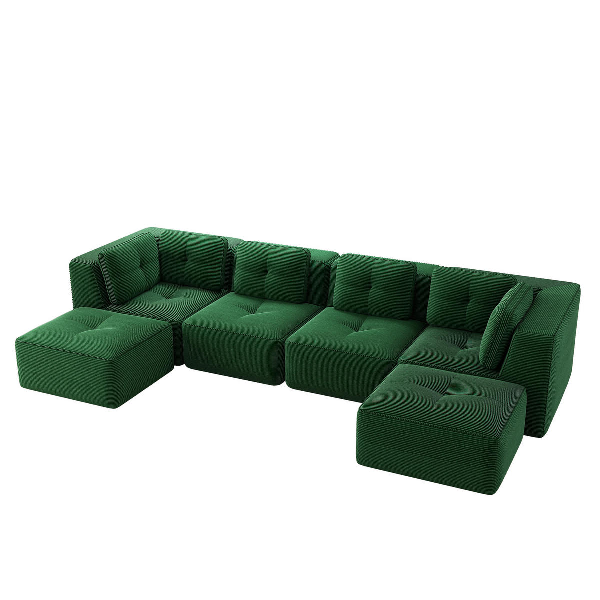 WOHNLANDSCHAFT Grün 386/177/69 cm 4-Sitzer Modular - Grün, Textil (386/69/177cm) - PANGIVO