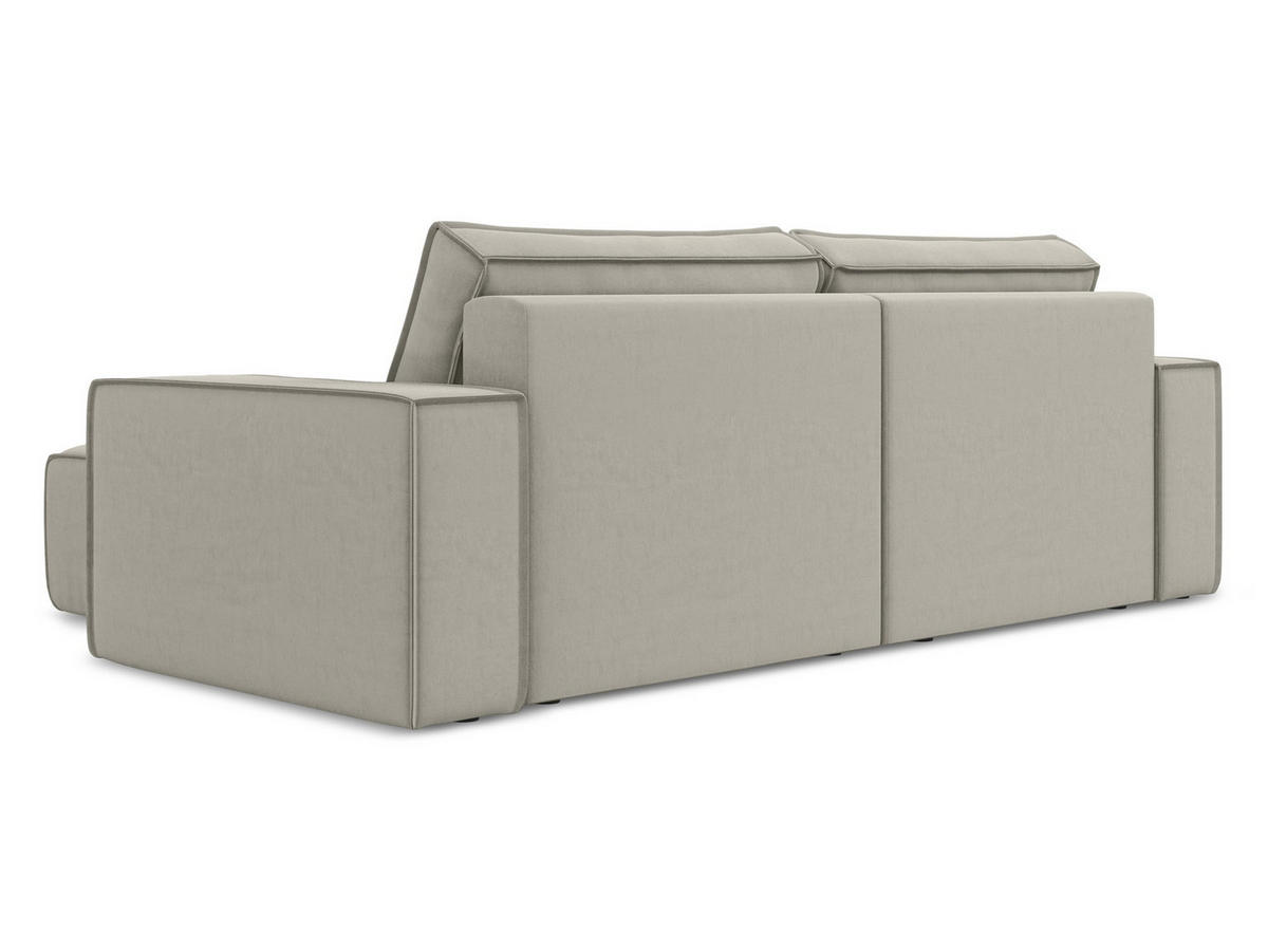ECKSOFA mit Schlaffunktion Samt Stoff Creme - Perlmutt/Creme, Kunststoff/Textil (257/148cm) - Makamii