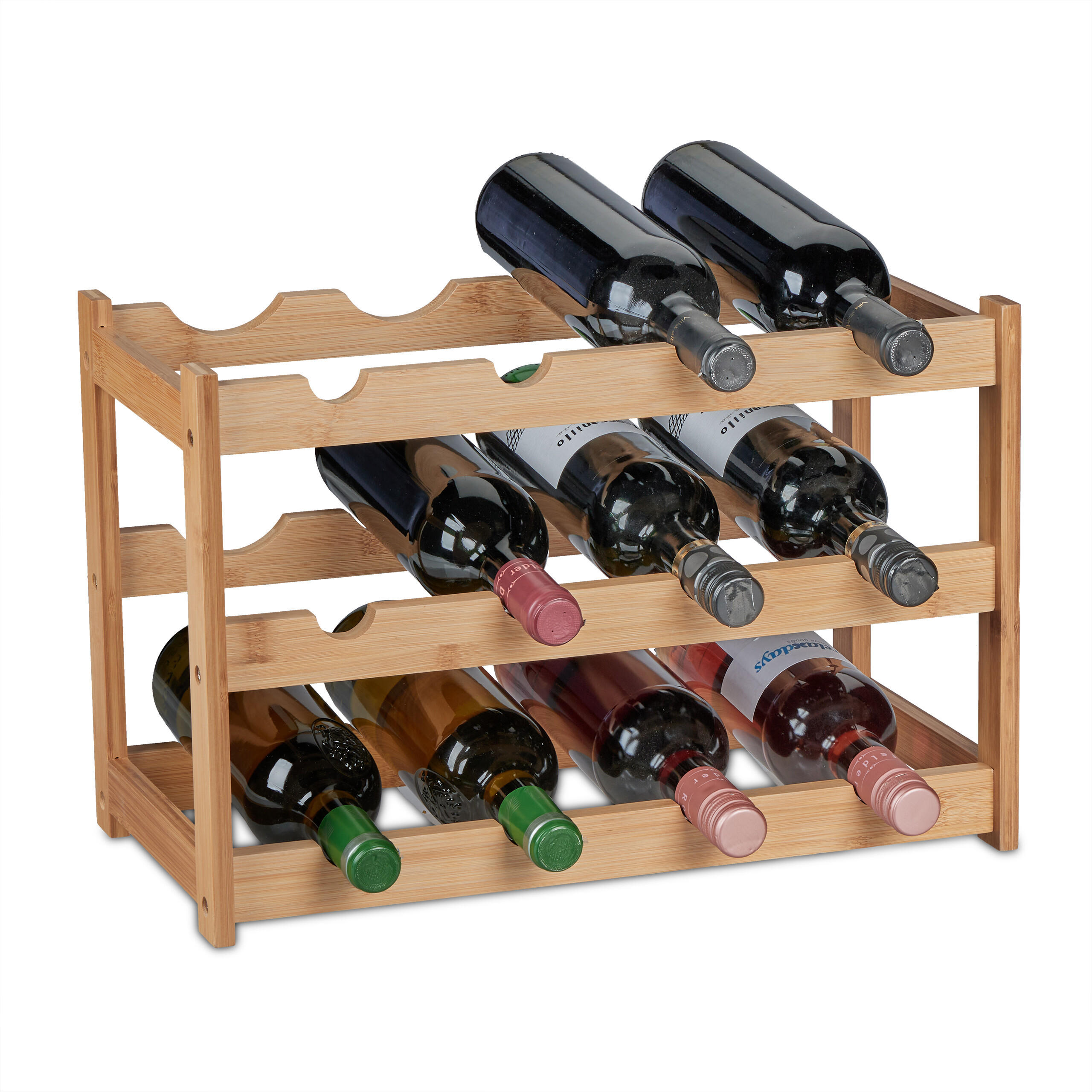 WEINREGAL - Hellbraun, Holz (45/30/23.5cm) - Relaxdays