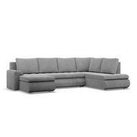 U-SOFA MIT SCHLAFFUNKTION FORESTA, Cord - Grau - Grau, Textil (300/89/200cm)