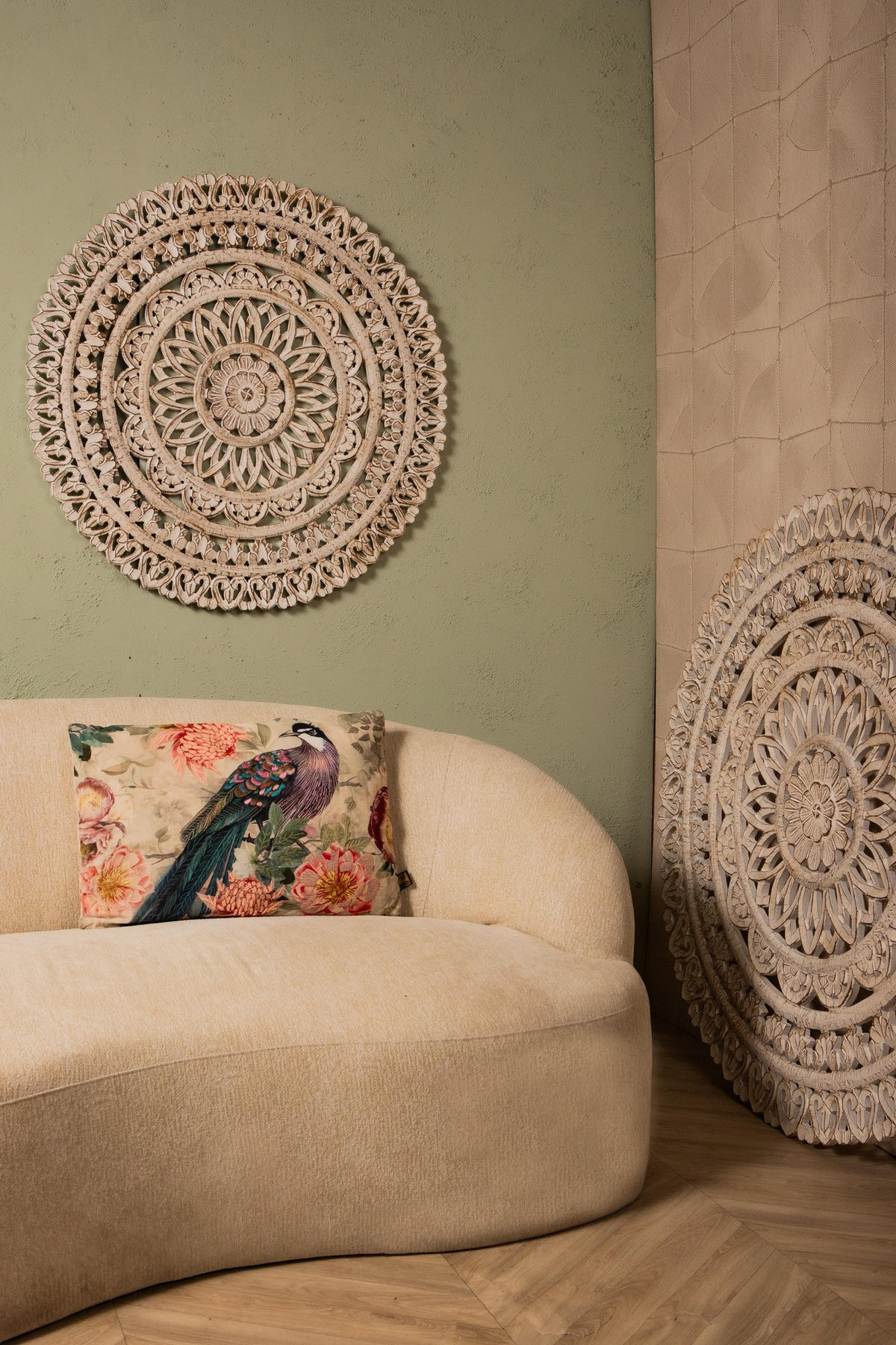 WANDPANEEL Farris Beige 120/1.5/120cm - Beige, Holz (1.5/120/120cm) - PTMD Collection