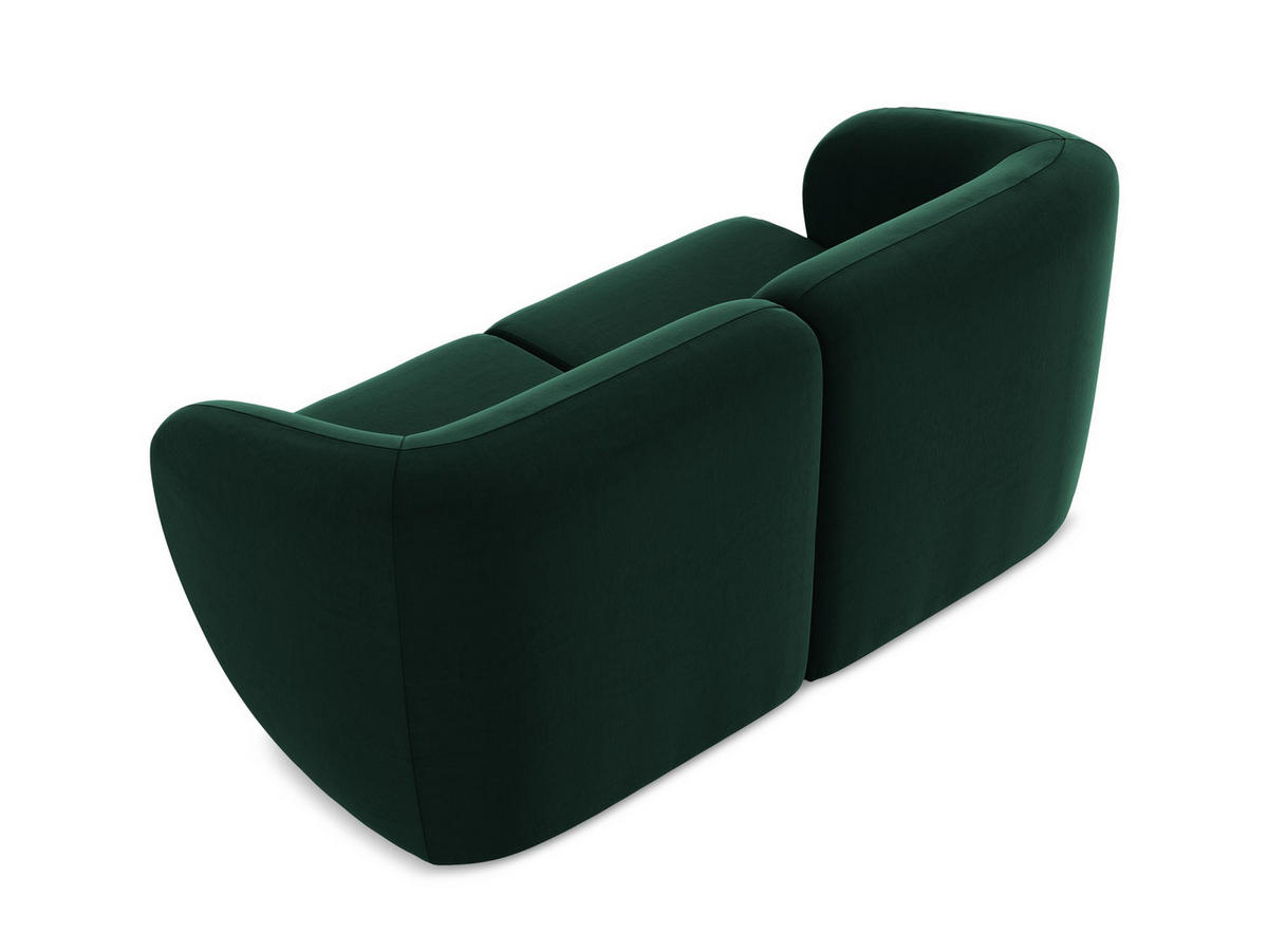 2-SITZER-SOFA Samt Stoff Grün - Dunkelgrün/Schwarz, Holzwerkstoff/Kunststoff (174/75/94cm) - Makamii