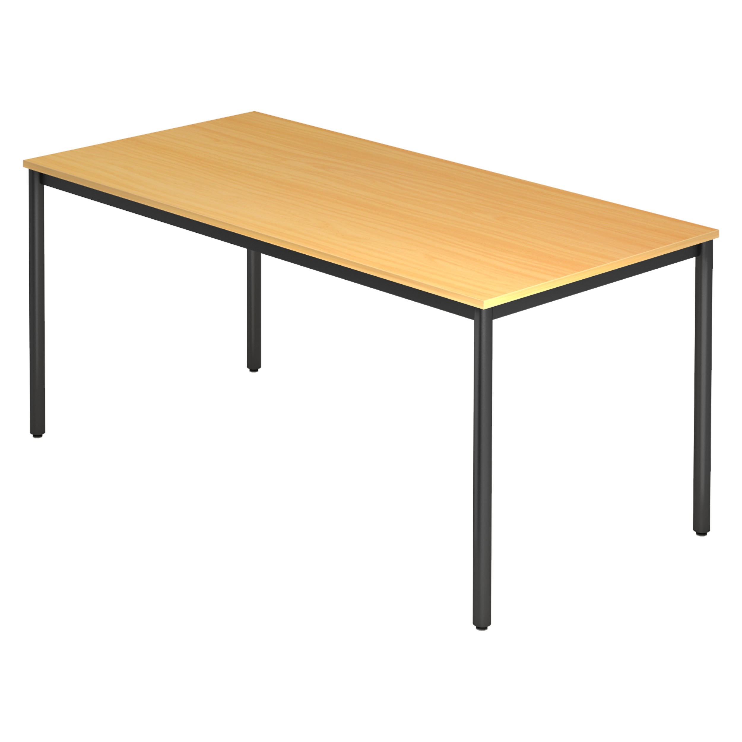 BESPRECHUNGSTISCH Serie-D 80/160/72 cm in Buchefarben/Rundrohr schwarz - Buchefarben/Schwarz, Holzwerkstoff (80/160/72cm) - bümö