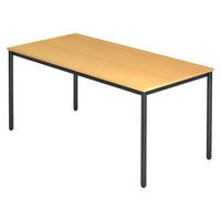BESPRECHUNGSTISCH Serie-D 80/160/72 cm in Buchefarben/Rundrohr schwarz - Buchefarben/Schwarz, Holzwerkstoff (80/160/72cm) - bümö