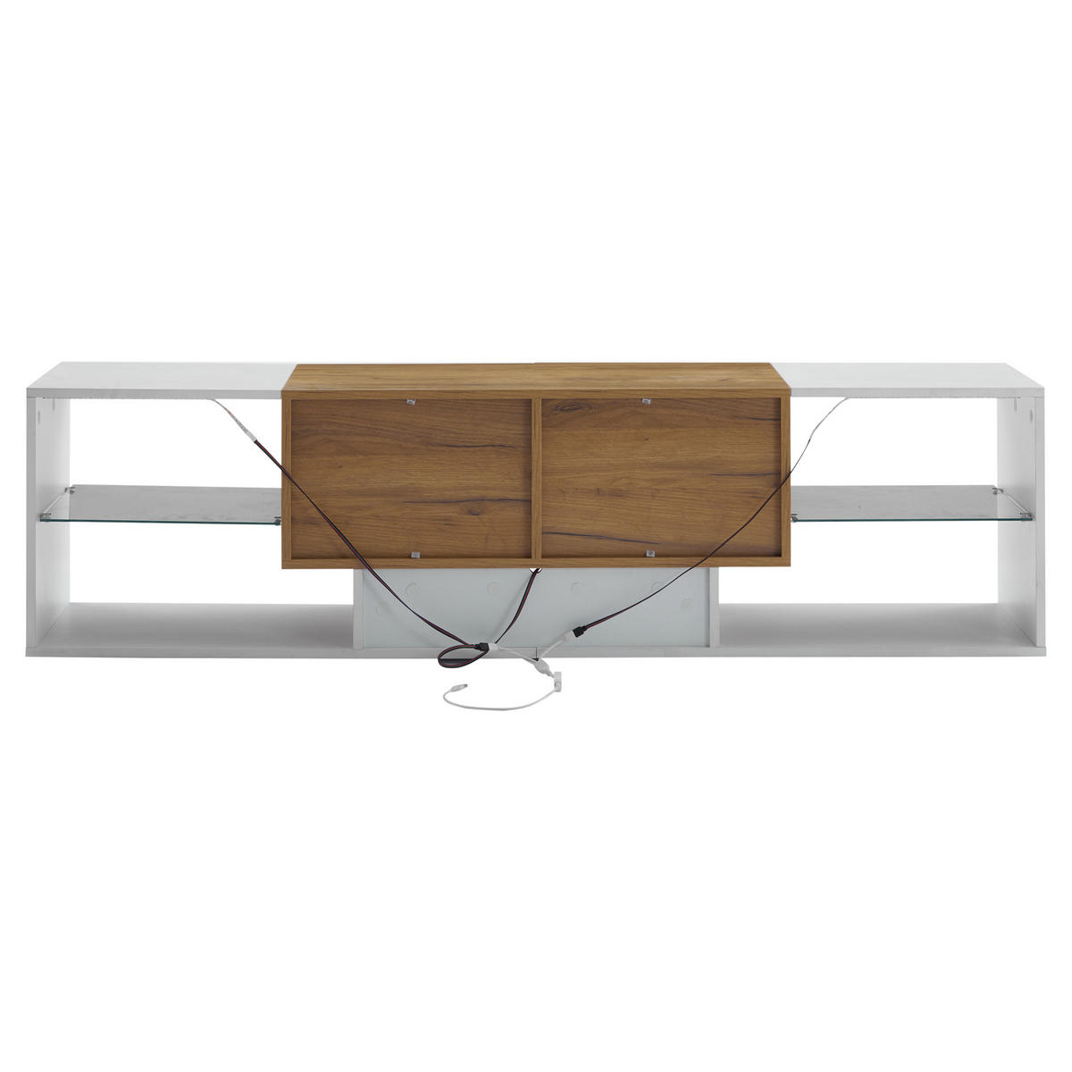 TV-SCHRANK 3-stufig 70" Glasablage 2 Schubladen Weiß - Multicolor, Holzwerkstoff (40/42/160cm) - FLIEKS