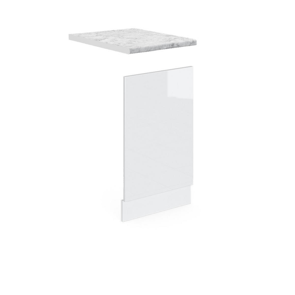 FRONTBLENDE R-Line Weiß Hochglanz 45 cm, AP Marmor - Weiß Hochglanz/Weiß, Holzwerkstoff (45/57.2/1.6cm) - Vicco