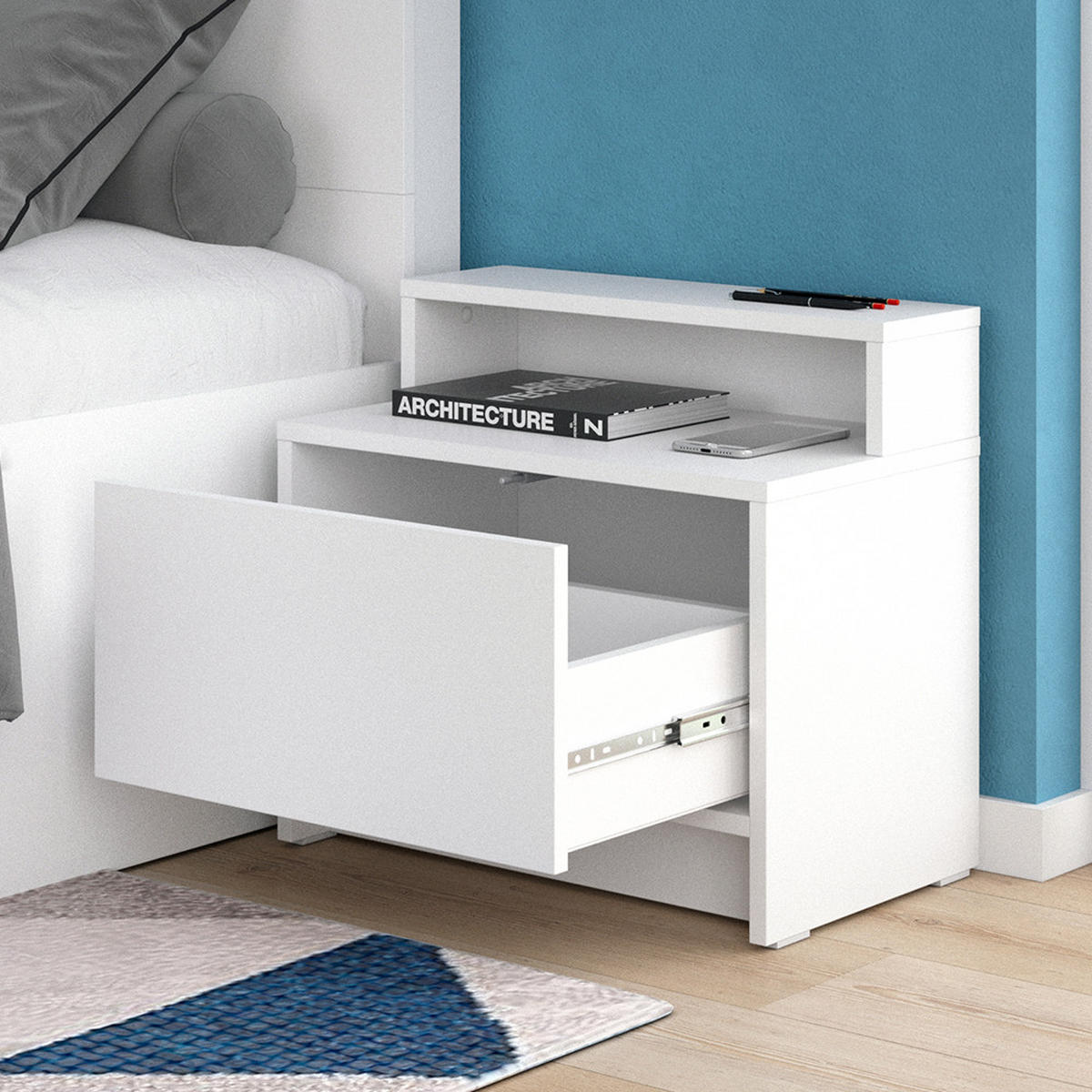 NACHTSCHRANK Naara Weiß 50.2 x 46.4 cm 2er-Set - Weiß, Holzwerkstoff (50.2/46.4/30.7cm) - Vicco