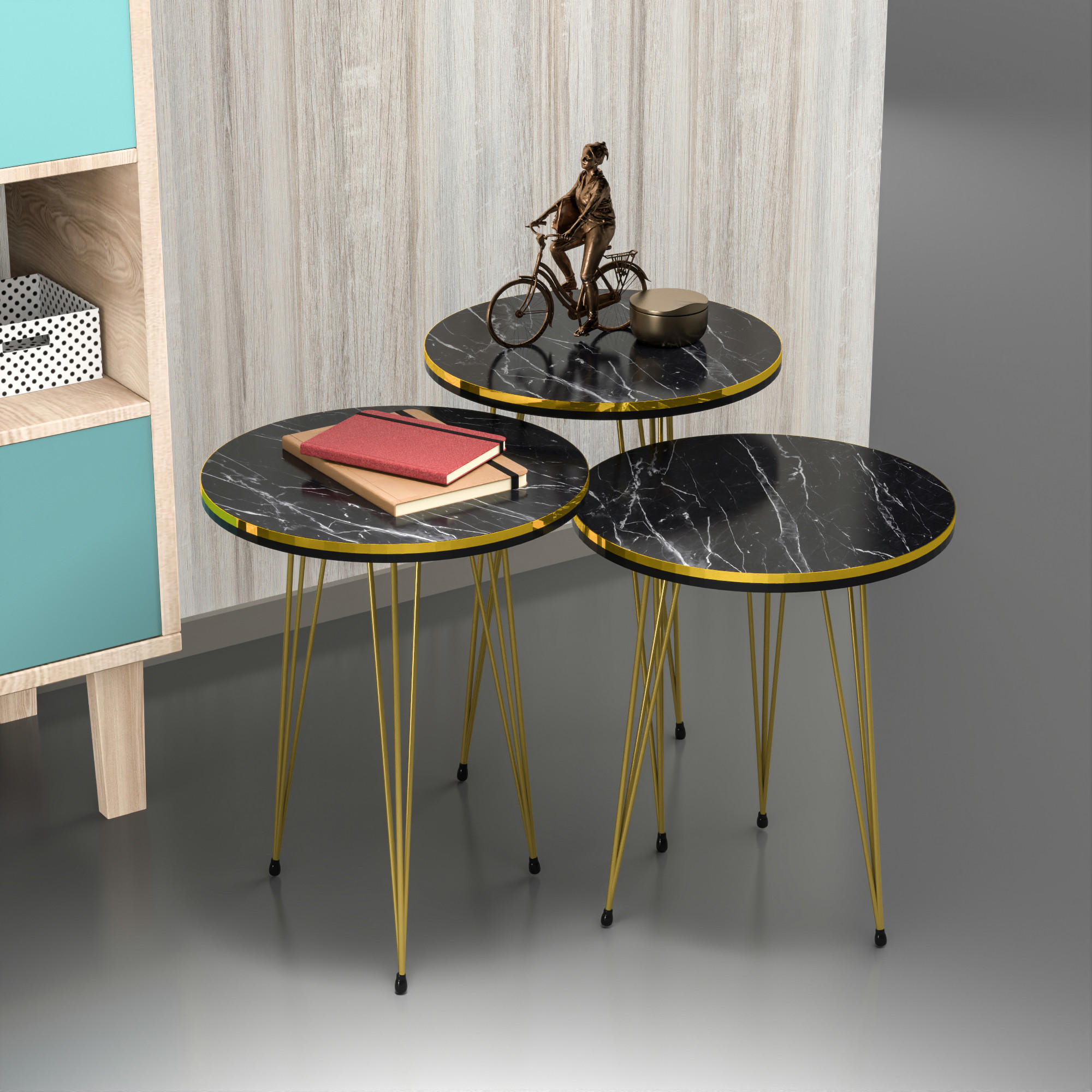 Thumbnail - [en.casa] Satztisch, Mehrfarbig, Metall, 34x55x34 cm, Wohnzimmer, Wohnzimmertische, Beistelltische