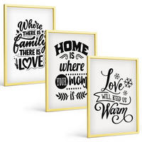 BILDER SET 3er Set - 40x60 cm Goldrahmen - Familie, Liebe, Zuhause, Wärme - Goldfarben, Kunststoff (40/60cm) - TULUP