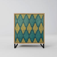 SIDEBOARD POLYGONS, Eichefarben, 57,5x42x67,5 cm, Schwarze Metall-Rahmenfüße - Eichefarben/Multicolor, Holzwerkstoff/Metall (57.5/67.5/42cm) - SpaceRebels
