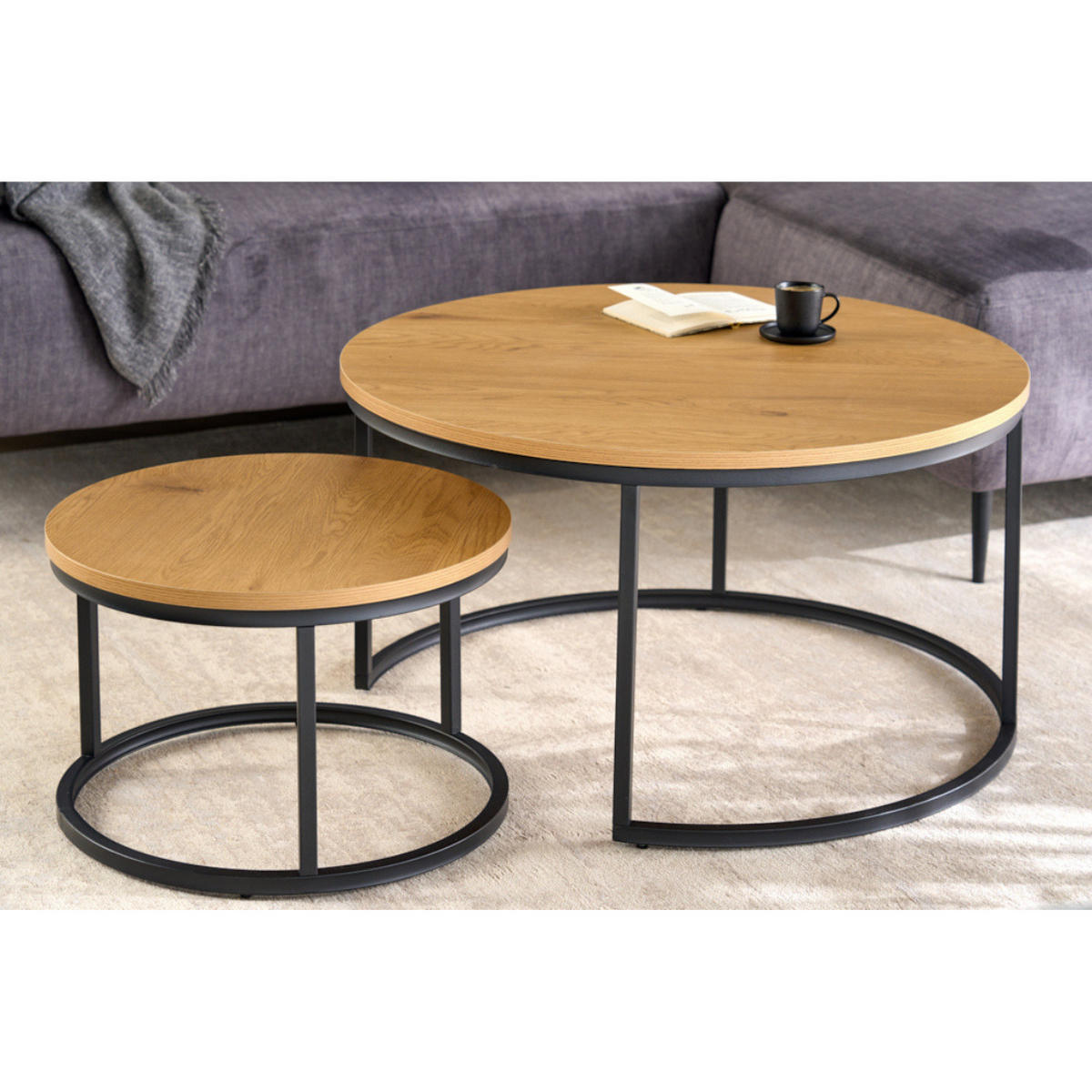 COUCHTISCH ELEGANCE Wildeiche Natur, Schwarz 80 cm - Braun, Holz (80/80/45cm) - riess-ambiente