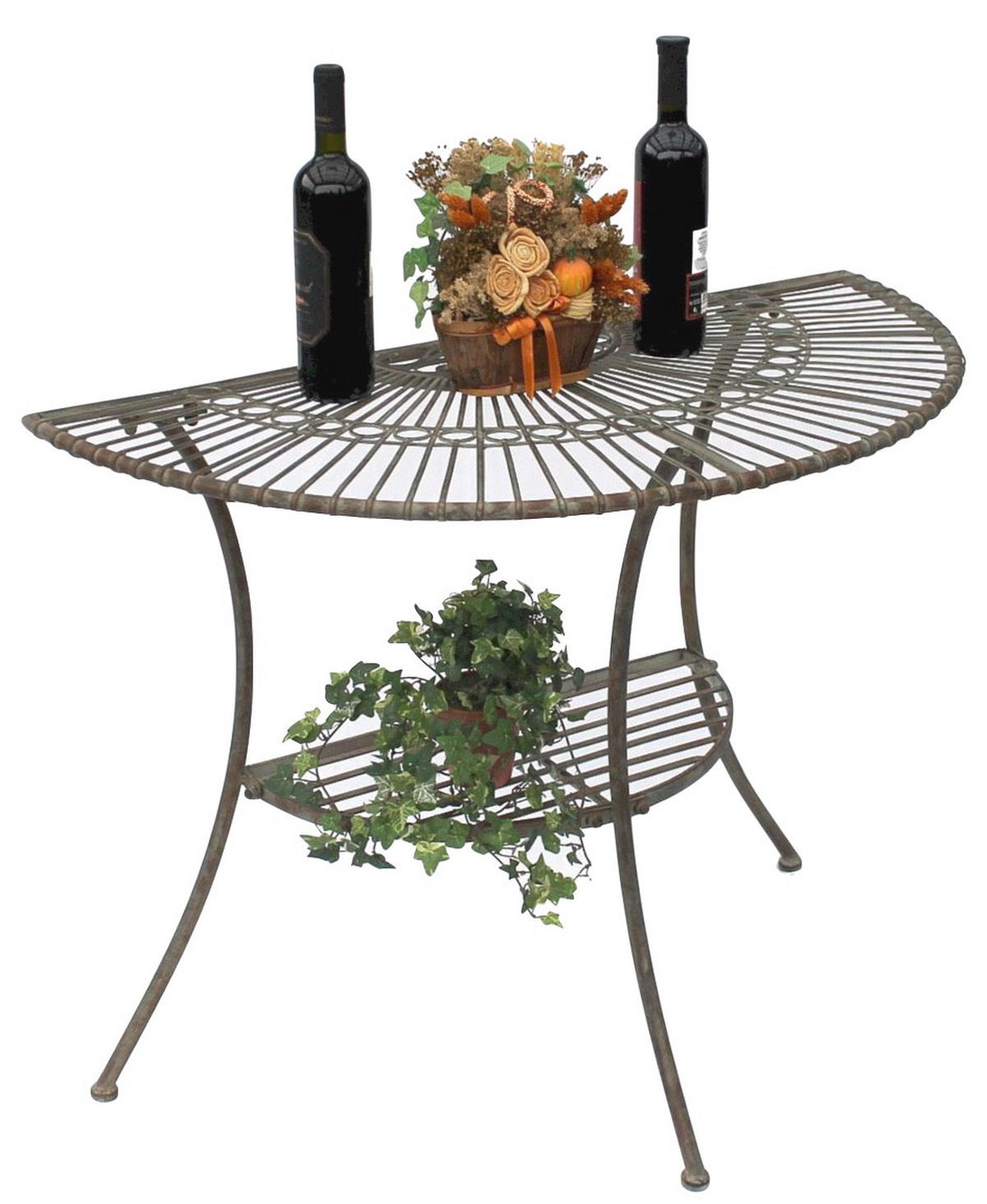 WANDTISCH Halbrund Metall Grün/Patina antik 100/51/80 cm - Grün, Metall (51/100/80cm) - DanDiBo