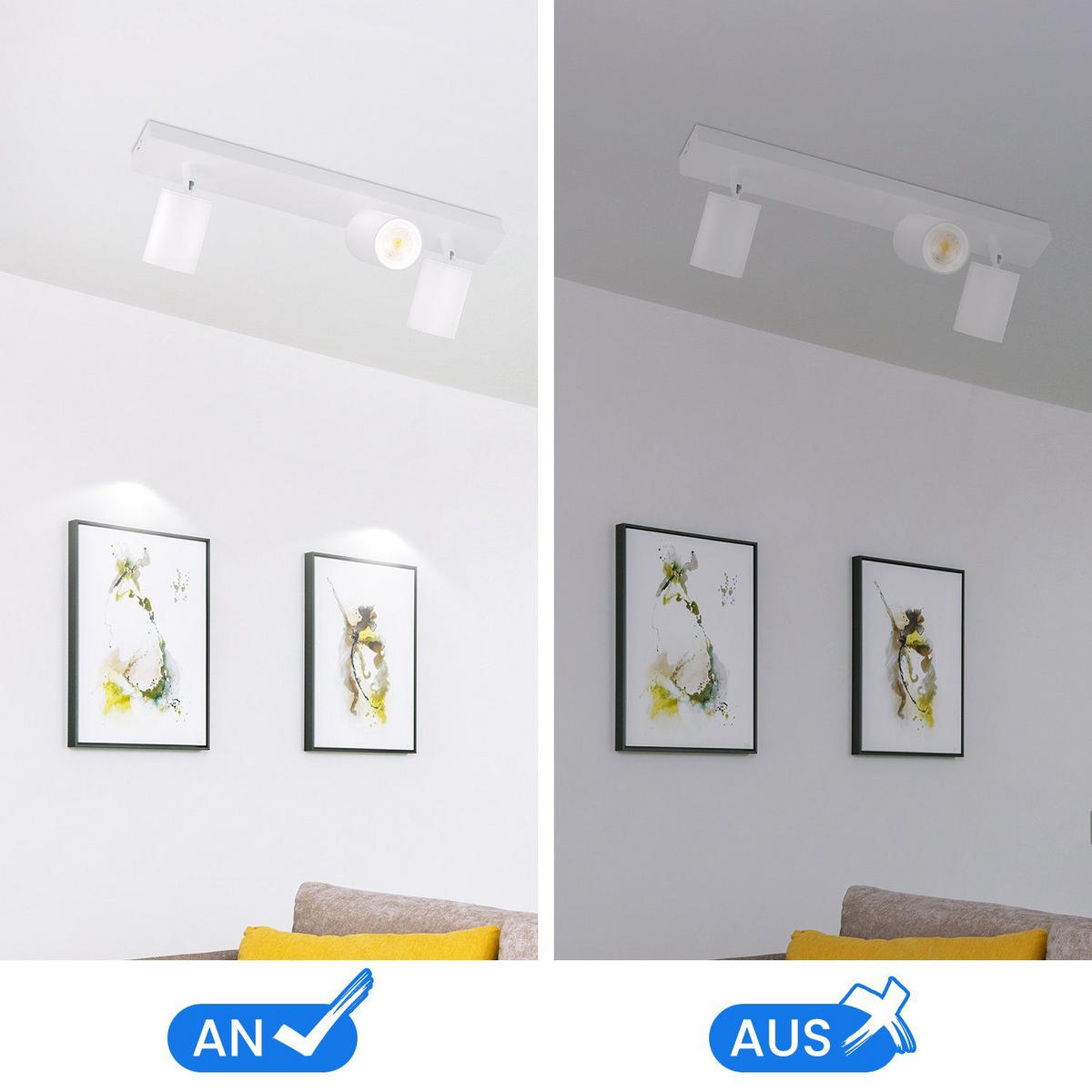 DECKENSTRAHLER Koga 42/5/7.2 - Weiß, Metall (42/5/7.2cm) - ZMH