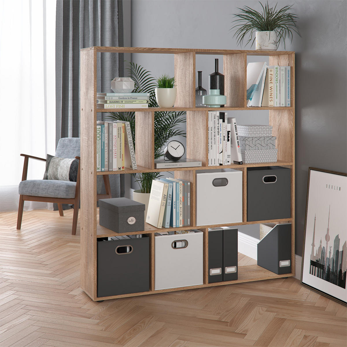 RAUMTEILER Pilar Sonoma 131.6 x 143 cm - Sonoma Eiche, Holzwerkstoff (131.6/143/29cm) - Vicco