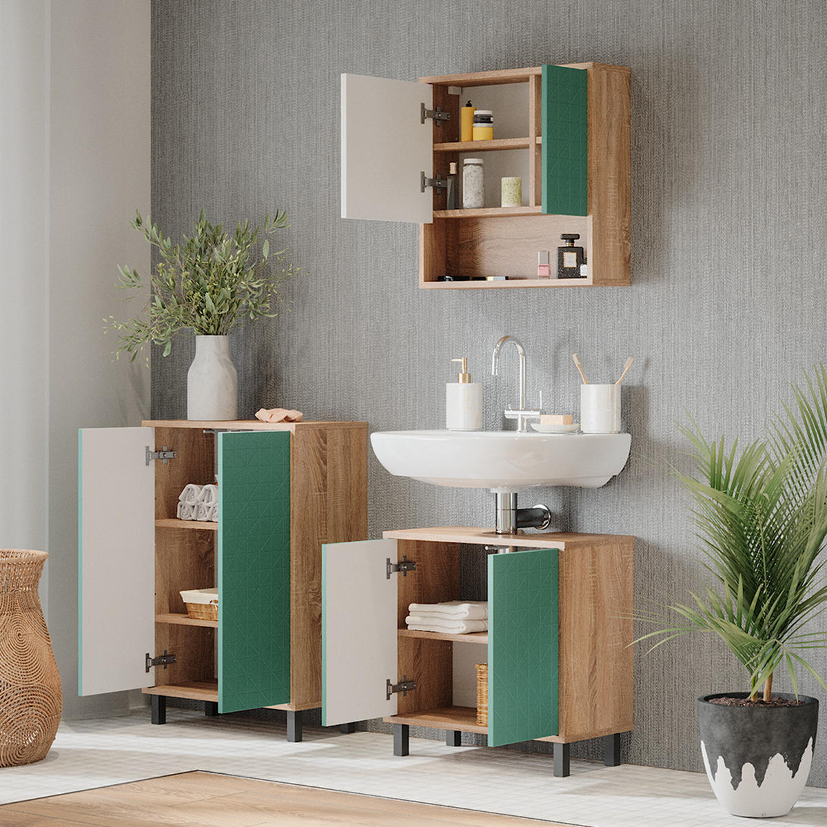 MIDISCHRANK Agasta Mintgrün 56.2 x 83.2 cm - Mintgrün, Holzwerkstoff (56.2/83.2/28cm) - Vicco