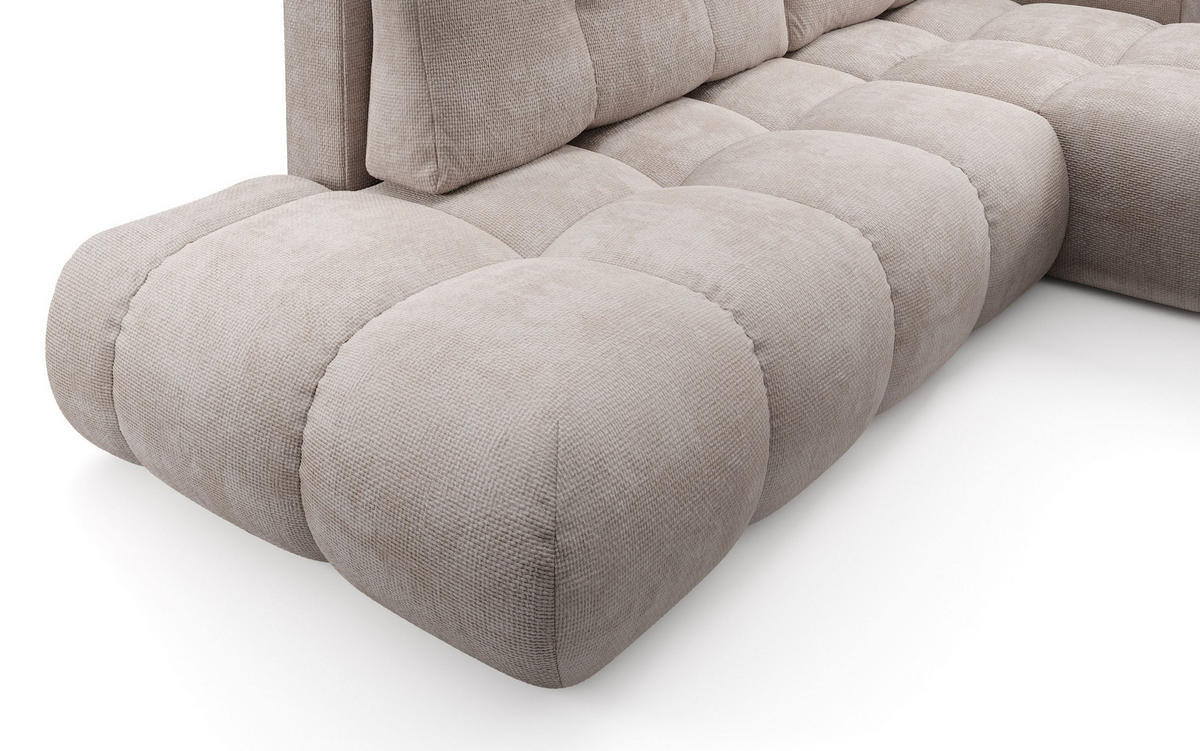 ECKSOFA DUCA R-S Beige Chenille mit Schlaffunktion - Beige, Holz (266.5/266.5cm) - MASSENO