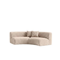 SOFA Round, Chenille-Stoff Cremona, Creme, GRETA - Creme, Holz (294/70/89cm) - Kaiser Möbel