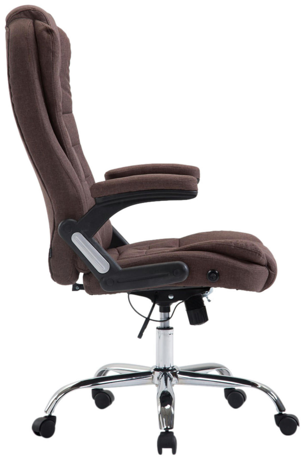 CHEFSESSEL Stoff braun - Chromfarben/Braun, Textil/Metall (69.5/113/78cm) - CLP