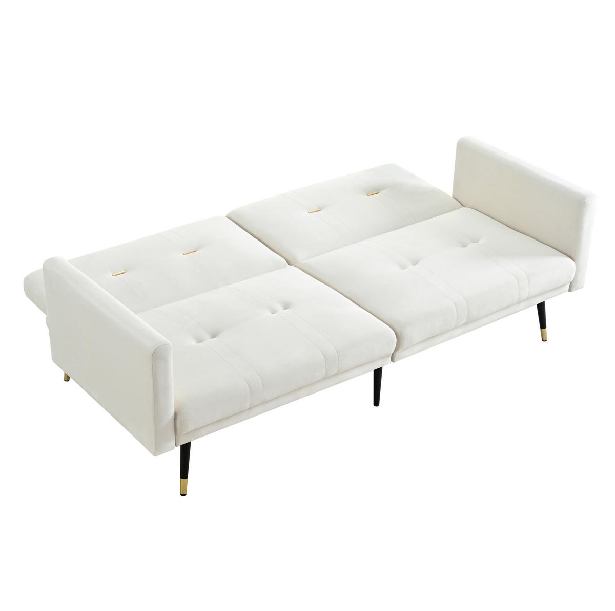 SCHLAFSOFA mit verstellbaren Rückenlehnen, 2-in-1 Gästebett und Samtbezug, Beige - Beige, Textil (164/70/89cm) - Redom