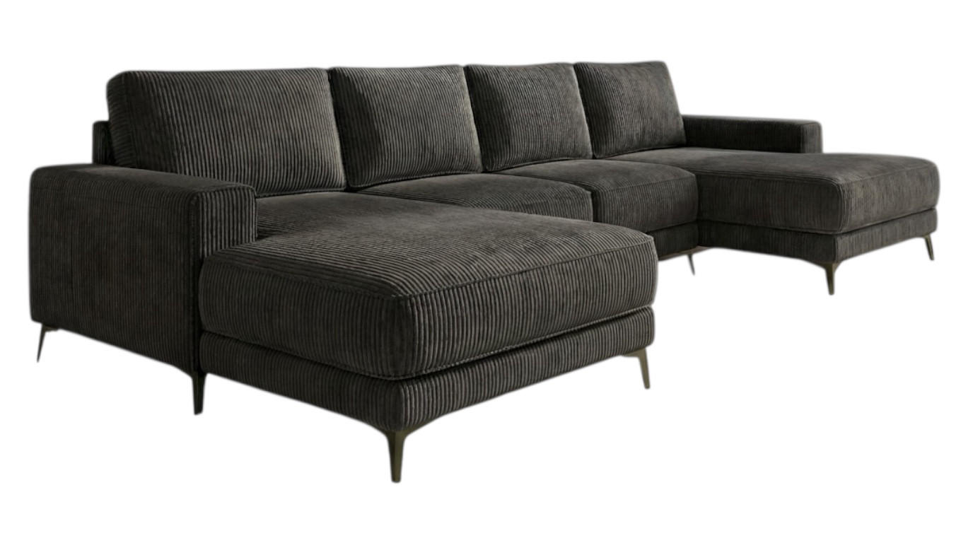 ECKSOFA VALTOR 320 cm x 185 cm – Stoff: ZOOM 22 Farbe: Dunkelgrau - Dunkelgrau, Textil (320/185cm) - A&J MöbelLand