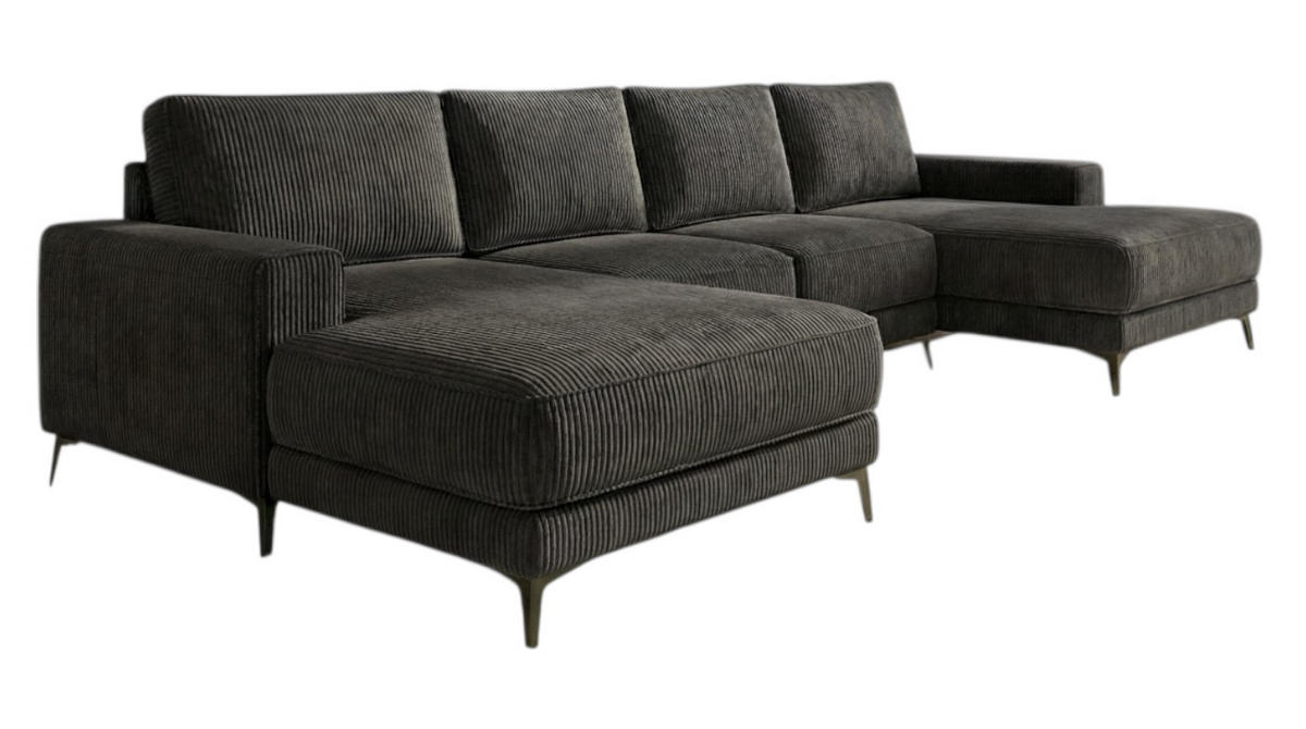 ECKSOFA VALTOR 320 cm x 185 cm – Stoff: ZOOM 22 Farbe: Dunkelgrau - Dunkelgrau, Textil (320/185cm) - A&J MöbelLand