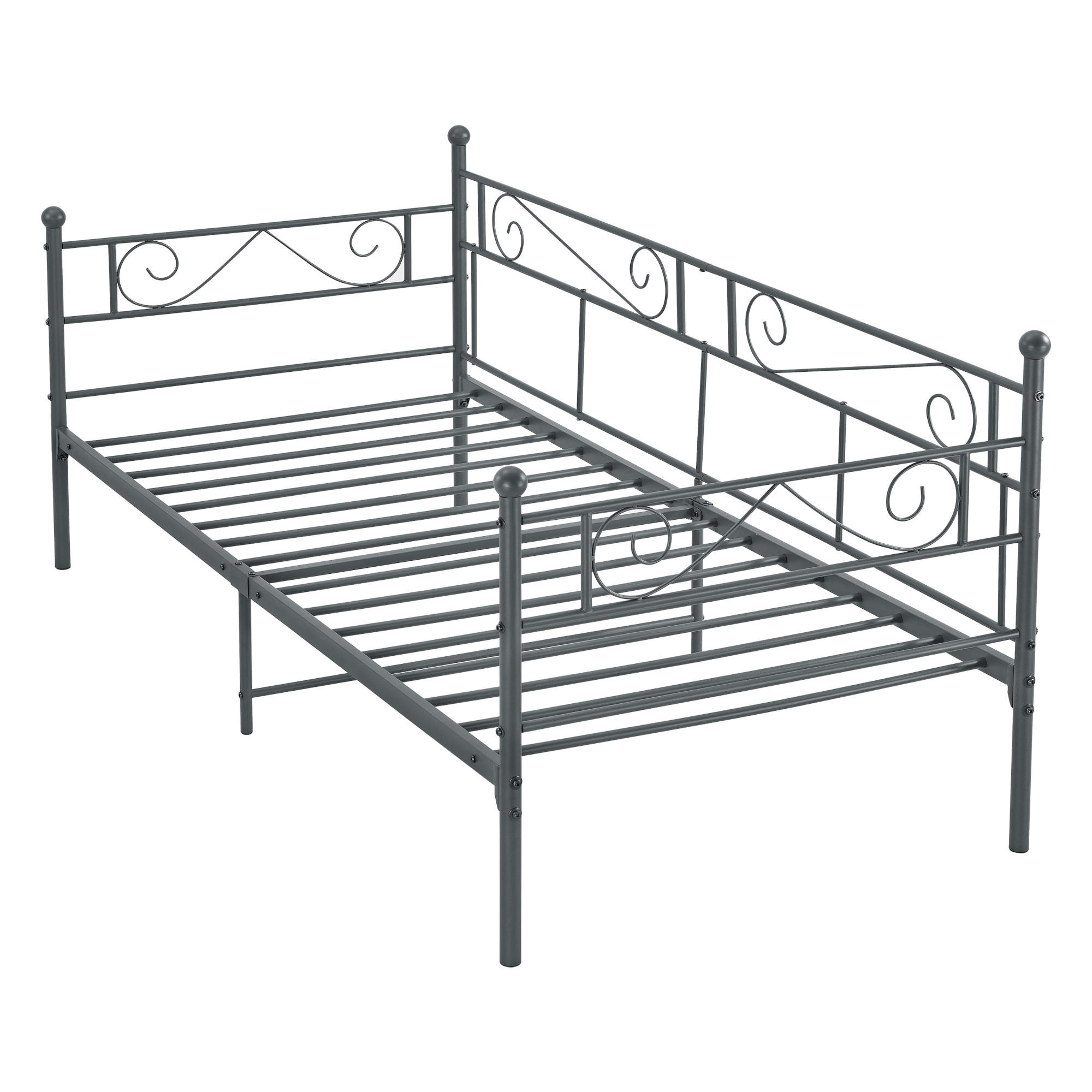 TAGESBETT Kerava - Dunkelgrau, Metall (90/200cm) - [en.casa]