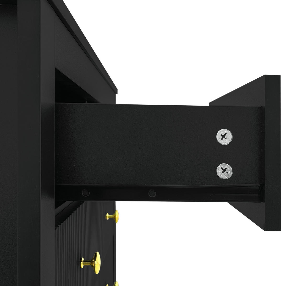 KOMMODE aus Spanplatte 79x39,5x80,5 cm Schwarz mit 5 Schubladen und Goldgriffen - Schwarz, Holzwerkstoff (80.5/80.5/39.5cm) - IVMEU