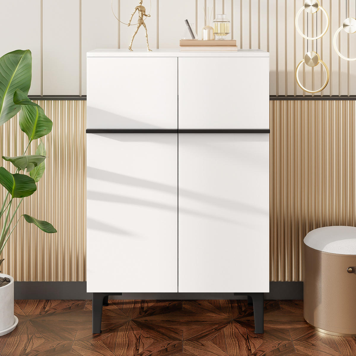 SCHUHSCHRANK 95x60x34.5 2 Türen Stauraum Verstellbare Böden - Schwarz, Holzwerkstoff (34.5/95/60cm) - FLIEKS