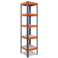 SCHWERLASTREGAL PRO 200x50x50 cm in blau-orange mit 5 Böden und 200 kg Traglast pro Boden - Multicolor, Metall (50/200/50cm) - shelfplaza