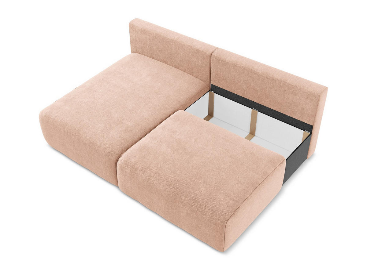 ECKSOFA mit Schlaffunktion links Chenille Stoff Pink - Pink/Koralle, Kunststoff/Textil (149/210cm) - Makamii