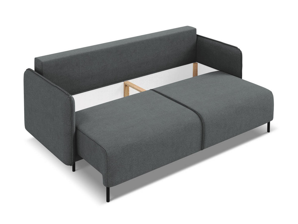 3-SITZER SOFA mit Schlaffunktion Strukturstoff Stoff Grau - Schwarz/Grau, Holz/Textil (226/90/92cm) - Makamii