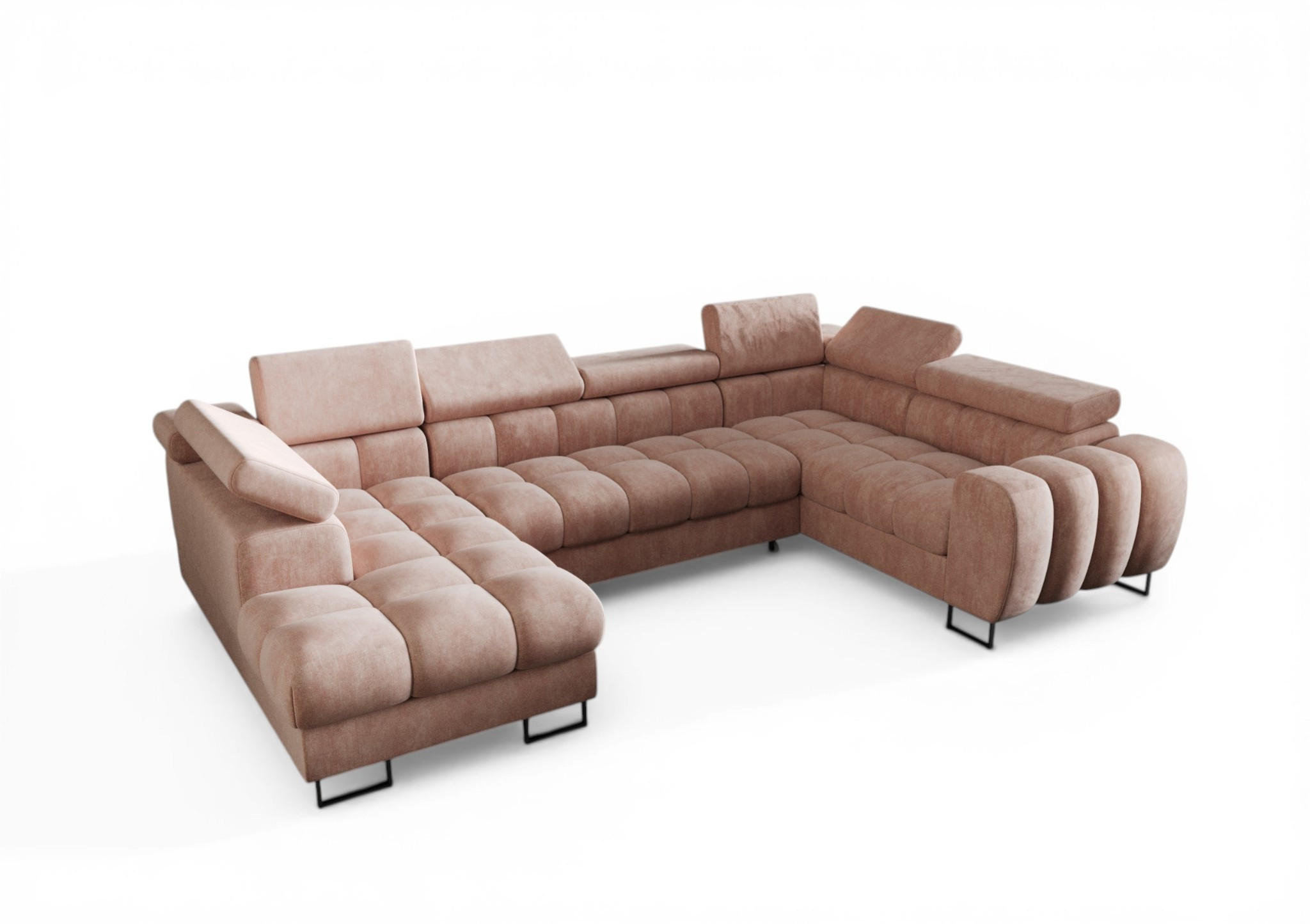 WOHNLANDSCHAFT Bastien - Rosa, Holzwerkstoff/Textil (195/95/350cm) - Fun Möbel