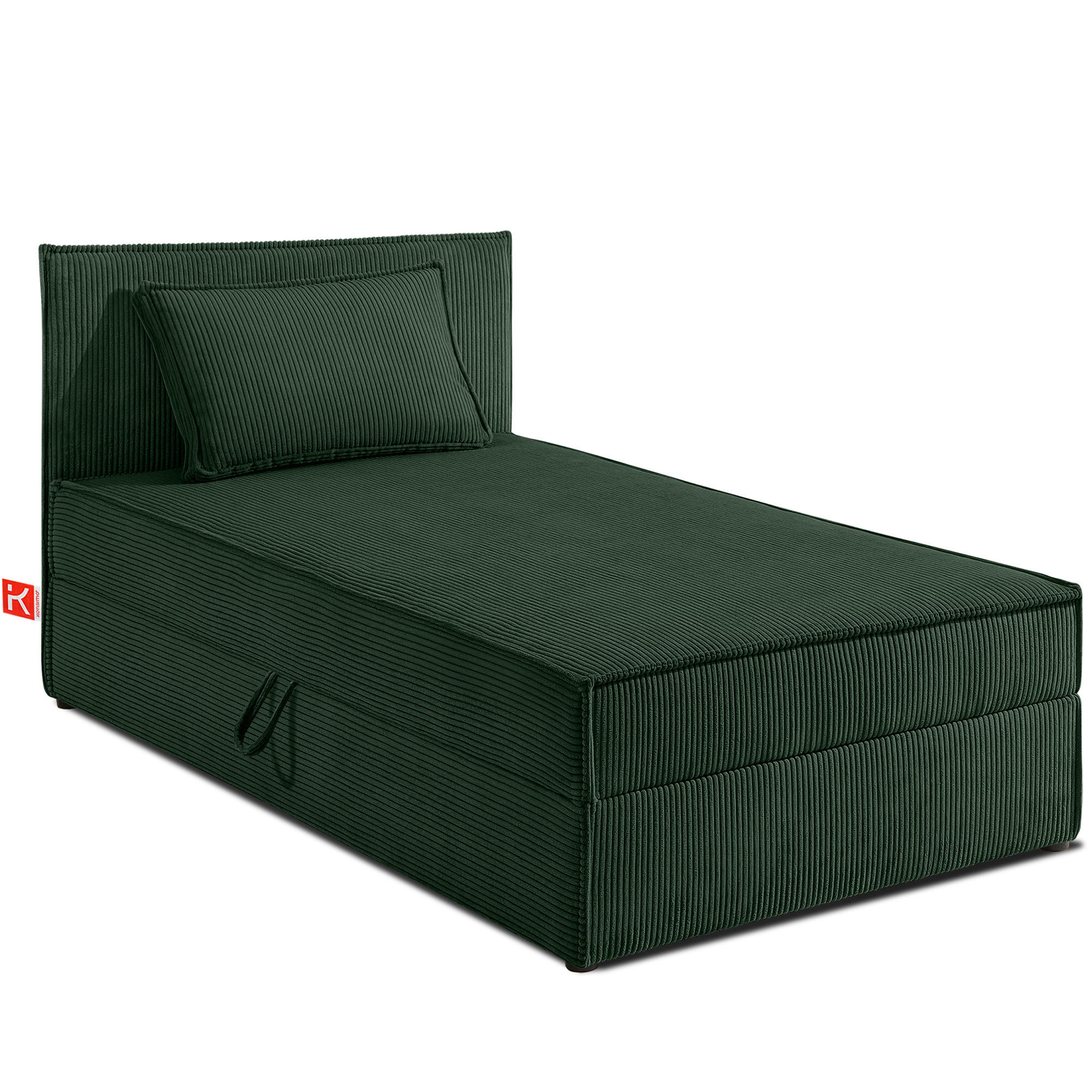 BOXSPRINGBETT ROTI Einzelbett, dunkelgrün - Dunkelgrün/Schwarz, Holz/Holzwerkstoff (80/200cm) - KONSIMO®