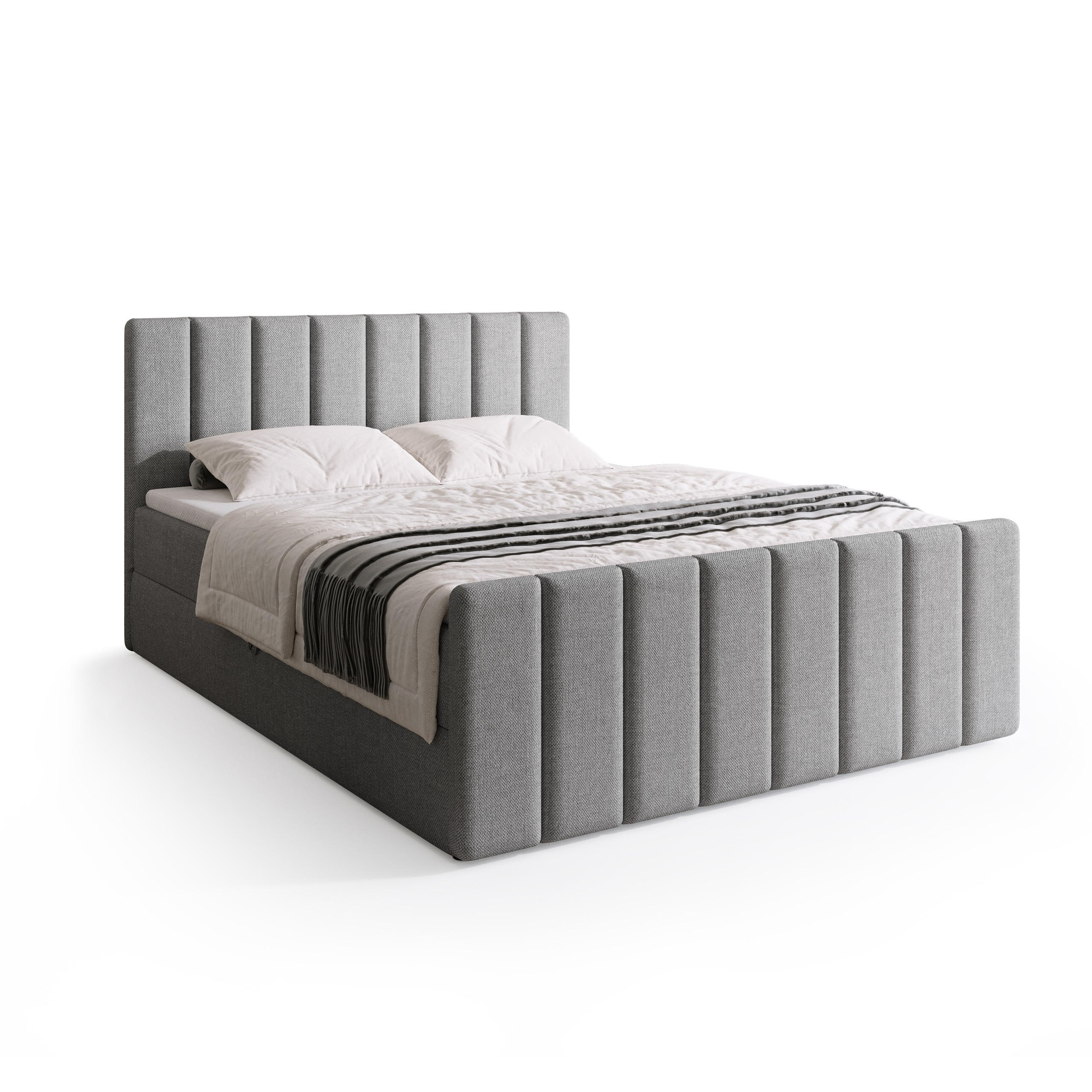 BOXSPRINGBETT Denver DUO mit Topper 140x200 Grau - Hellgrau, Textil (140/200cm) - Bromarkt