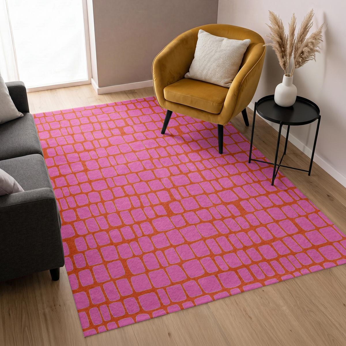 KOBERCE - Organic - Mriežka - Ružová - 140x200 cm - pink, textil/plast (140/0.4cm) - OnlyWow