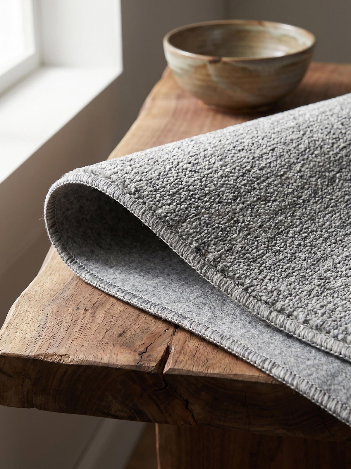 TEPPICH Kurzflor Uni Modern Waschbar Schlafzimmer Strapazierfähig Rund Hellgrau 120x120 cm – AMMER - Grau, Textil (120/120cm) - KADIMA DESIGN