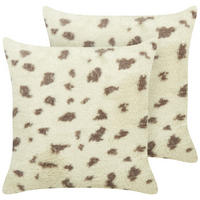 DEKOKISSEN 2er-Set Beige 45/45 cm Kasra - Beige, Kunststoff (45/45cm) - Beliani