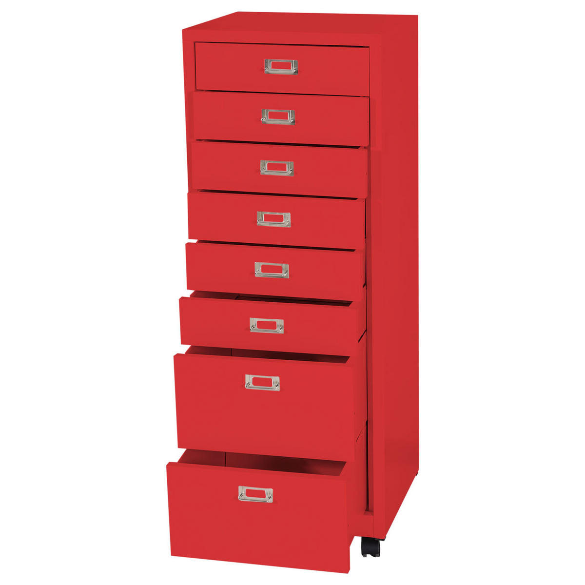 ROLLCONTAINER HxBxT 115x40x41cm Metall 8 Schubladen Rot - Rot, Metall (40/115/41cm) - PROREGAL