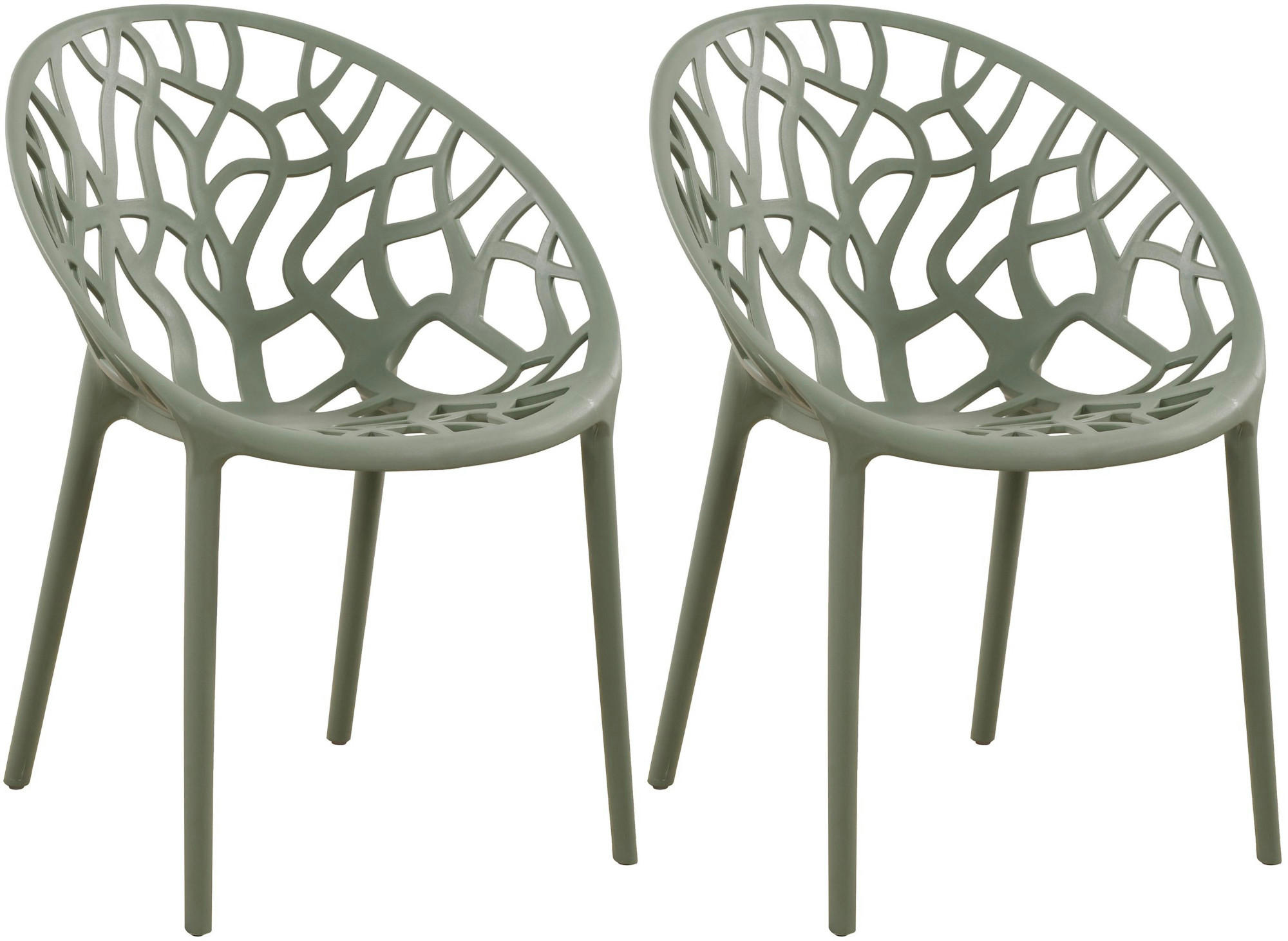 GARTENSTUHL 2er Set Kunststoff oliv - Olivgrün, Kunststoff (59/80/60cm) - CLP