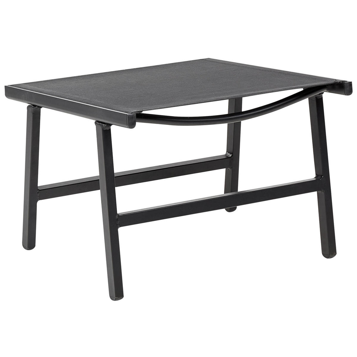 GARTENSTUHL 2er-SET Aluminium schwarz mit Fußhocker Marceddi - Schwarz, Textil (54/70/60cm) - Beliani
