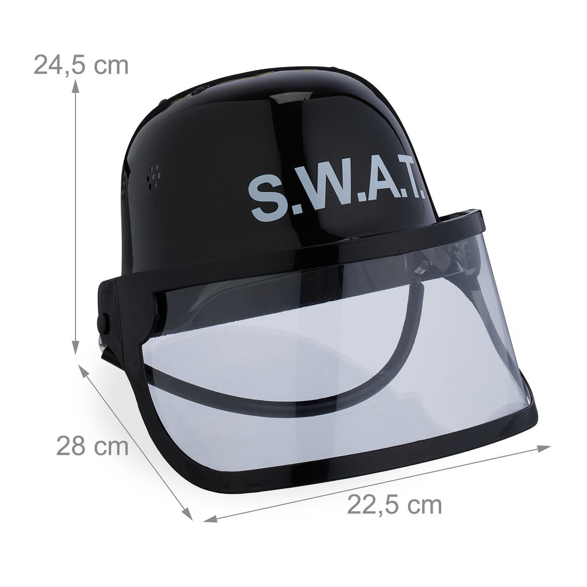 SWAT-HELM - Schwarz, Kunststoff/Textil (22.5/24.5/28cm) - Relaxdays