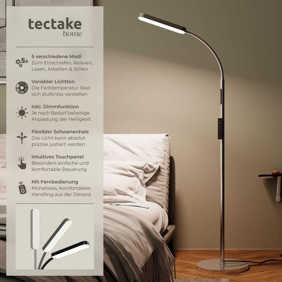STEHLAMPE Prisma,22 x 176 cm,silber - Silberfarben, Metall (22/22/176cm) - tectake