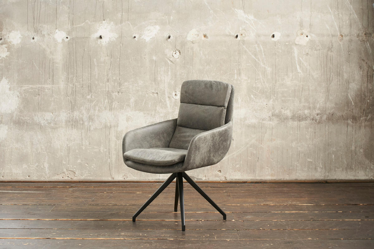 DREHSTUHL VINCE Grau Microfaser - Grau, Textil (58/90/52cm) - KAWOLA