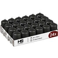 STUMPENKERZEN Ø4xH6 cm Schwarz 24er-Pack - Schwarz, Naturmaterialien (4/6cm)