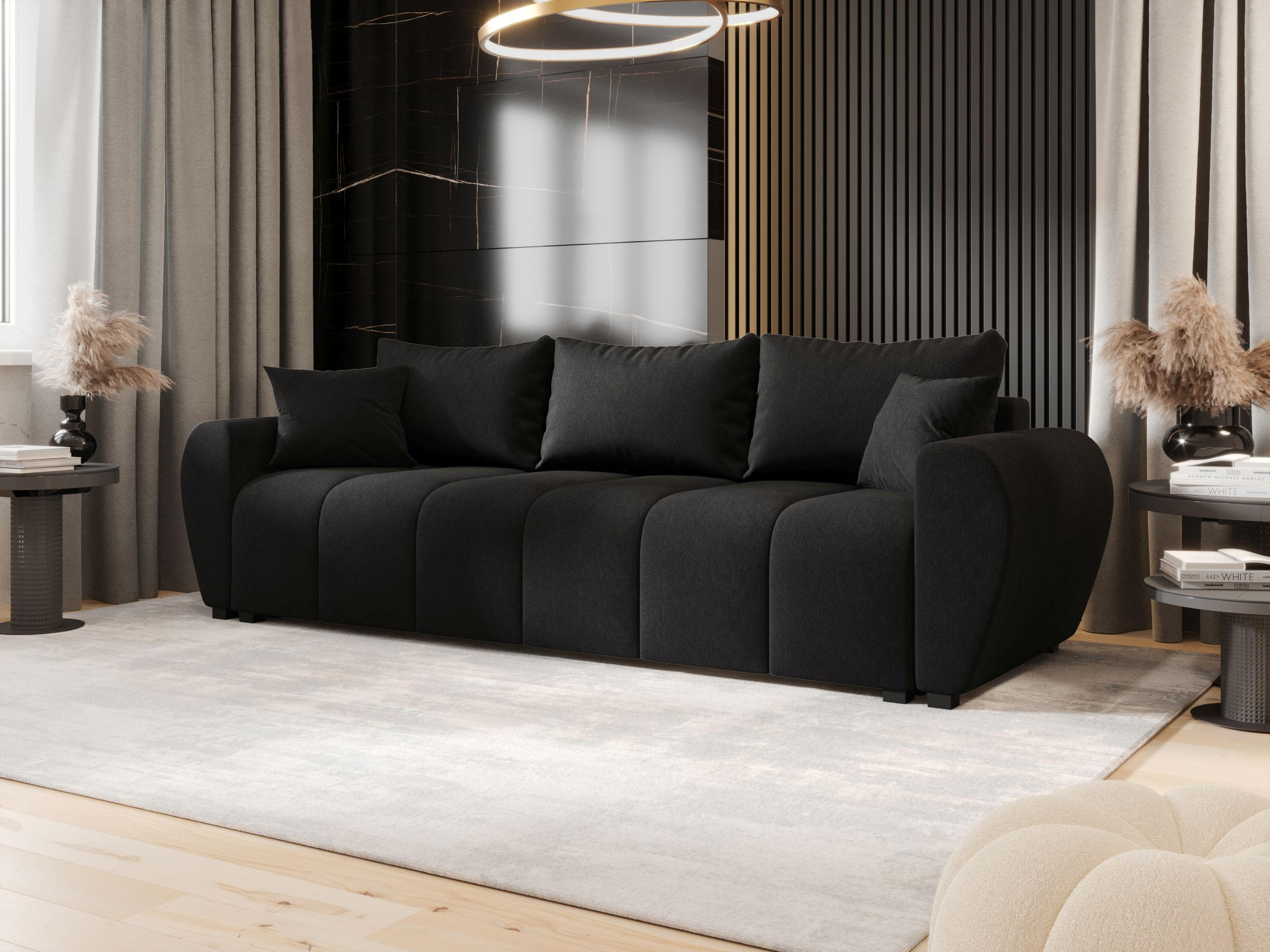 SOFA MOLISA mit Schlaffunktion COSMIC 100 mit Stauraum - Schwarz, Textil (86/82/246cm) - Bedante